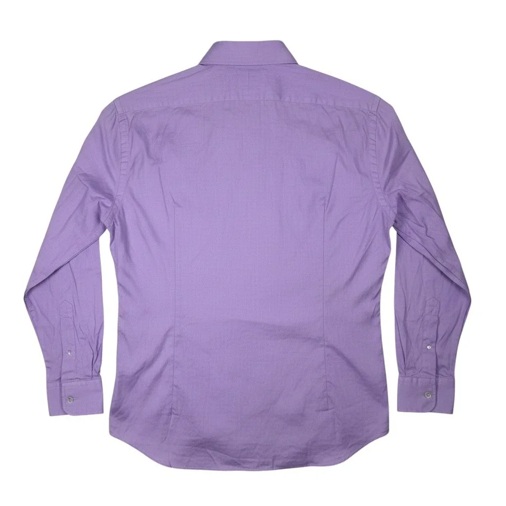 Polo Ralph Lauren Button Down Men 16 Large Slim Fit Purple Herringbone Poplin